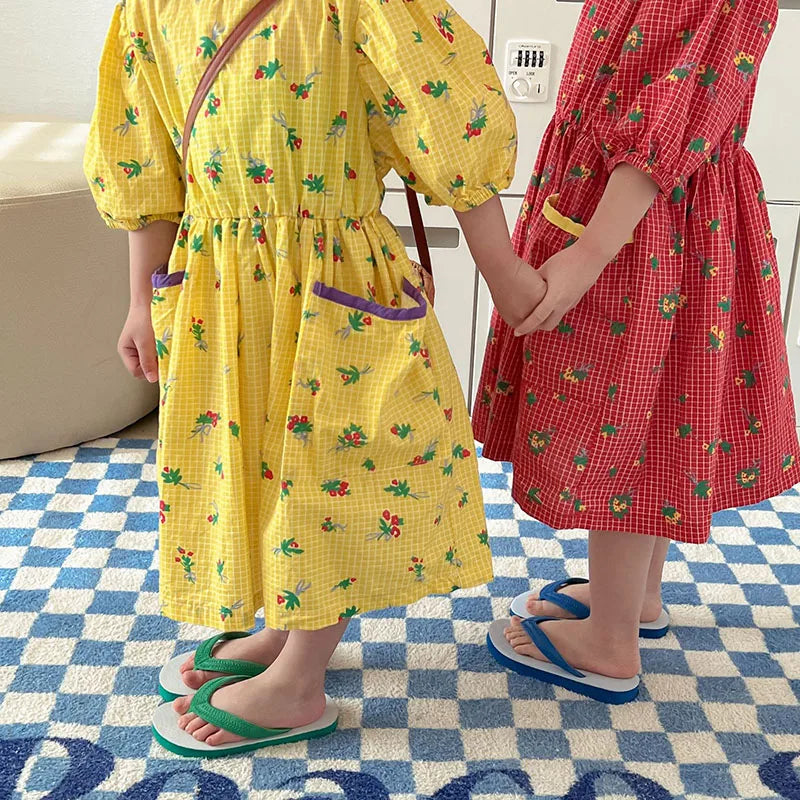 Girls Floral Short Sleeve Dress | Casual Kids Dress Ages 3-10