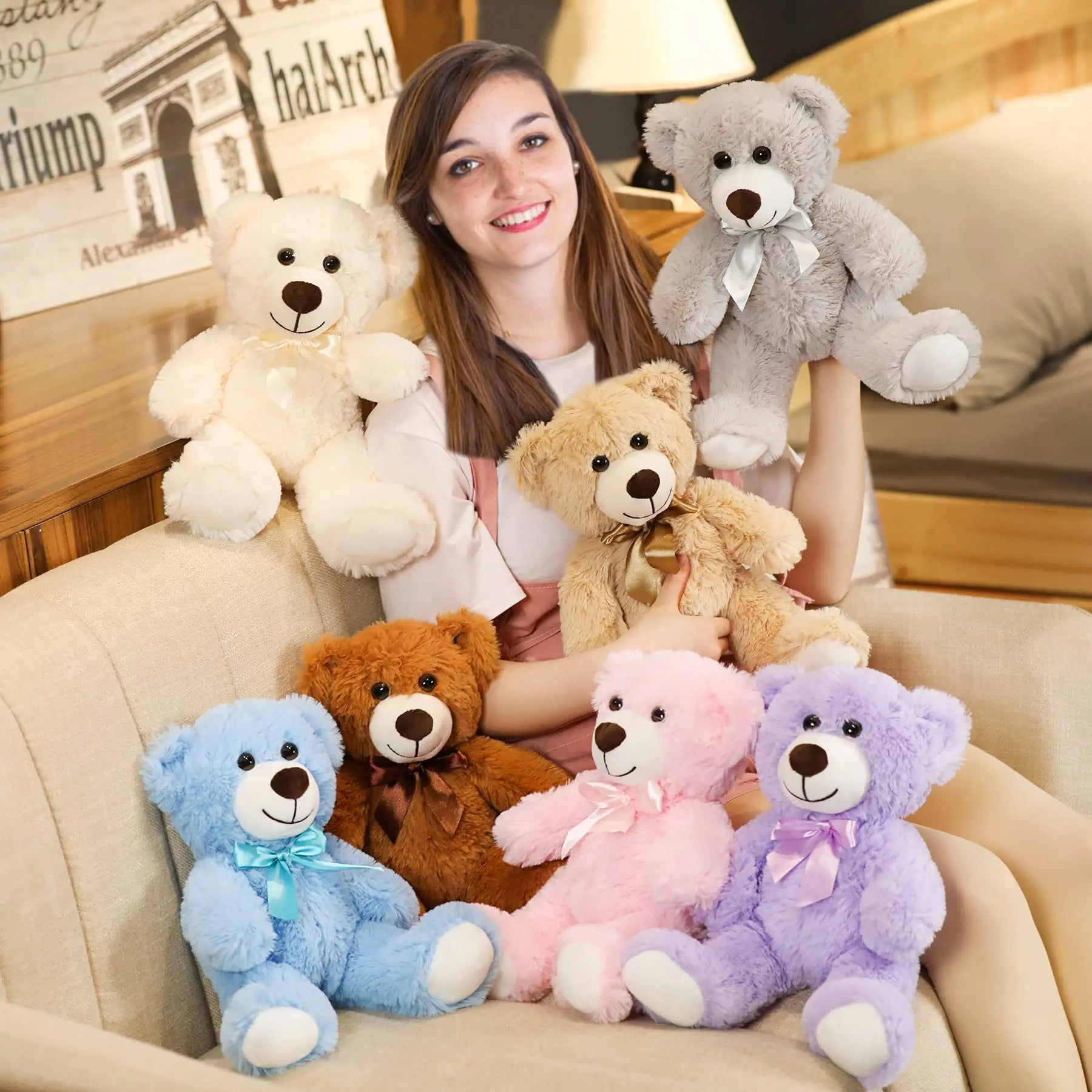 14in 35cm Cute Stuffed Animal Plush Toys Super Soft Small Teddy Bear Doll for Kids Boys Girls Birthday Christmas Valentine's Day
