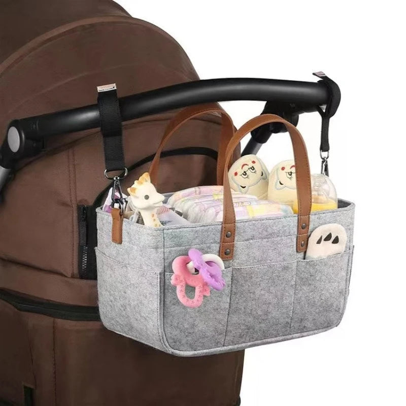 Felt Bag for Mom & Baby Diaper bag Large Capacity Organizer Tote for Baby Essentials Durable Handbag for Outings