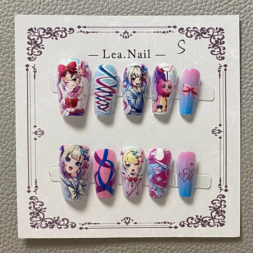 NEEDY GIRL OVERDOSE KAnge Nail Art Press-On Nails Anime Cartoon Game False Nail Removable Sweet Girls Decoration Birthday Gift