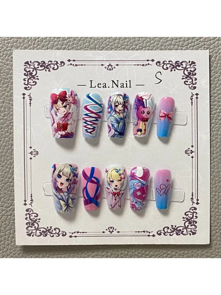 NEEDY GIRL OVERDOSE KAnge Nail Art Press-On Nails Anime Cartoon Game False Nail Removable Sweet Girls Decoration Birthday Gift